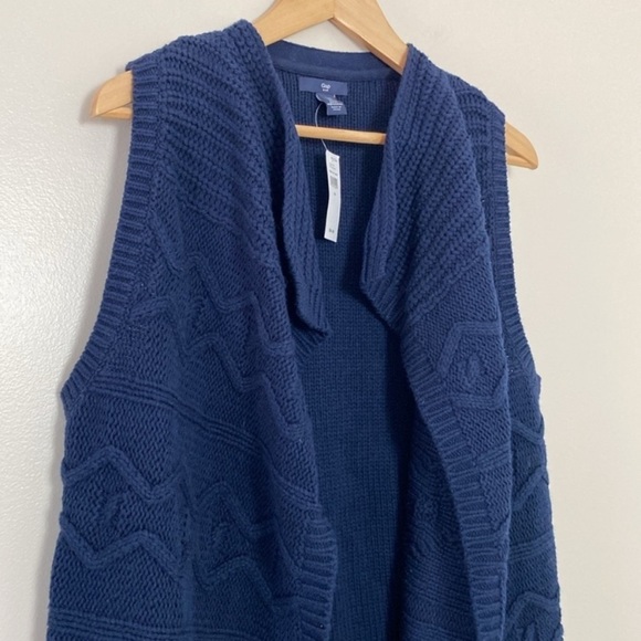 GAP Factory Sweater Vest Cardigan Chunky Cable‎ Knit Navy Size XS - Picture 7 of 8